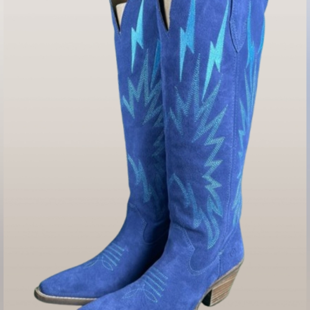 Dingo Ladies Thunder Road Periwinkle Leather Knee Tall Western Boots D1597
